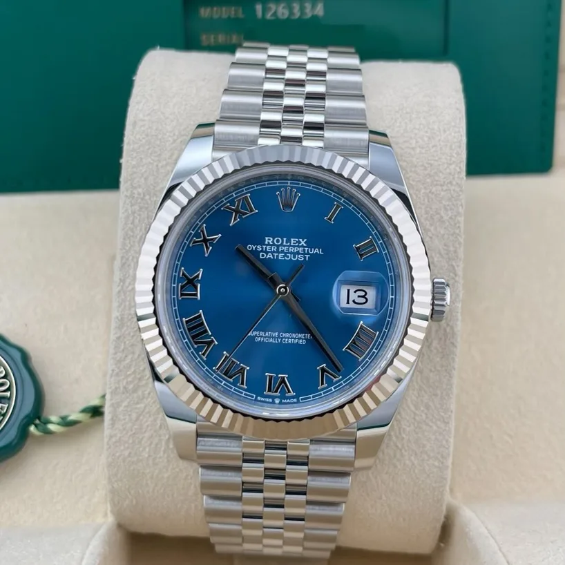 2025 Rolex Datejust 41 Steel / Fluted / Azzurro Blue / Roman / Jubilee - Image 2