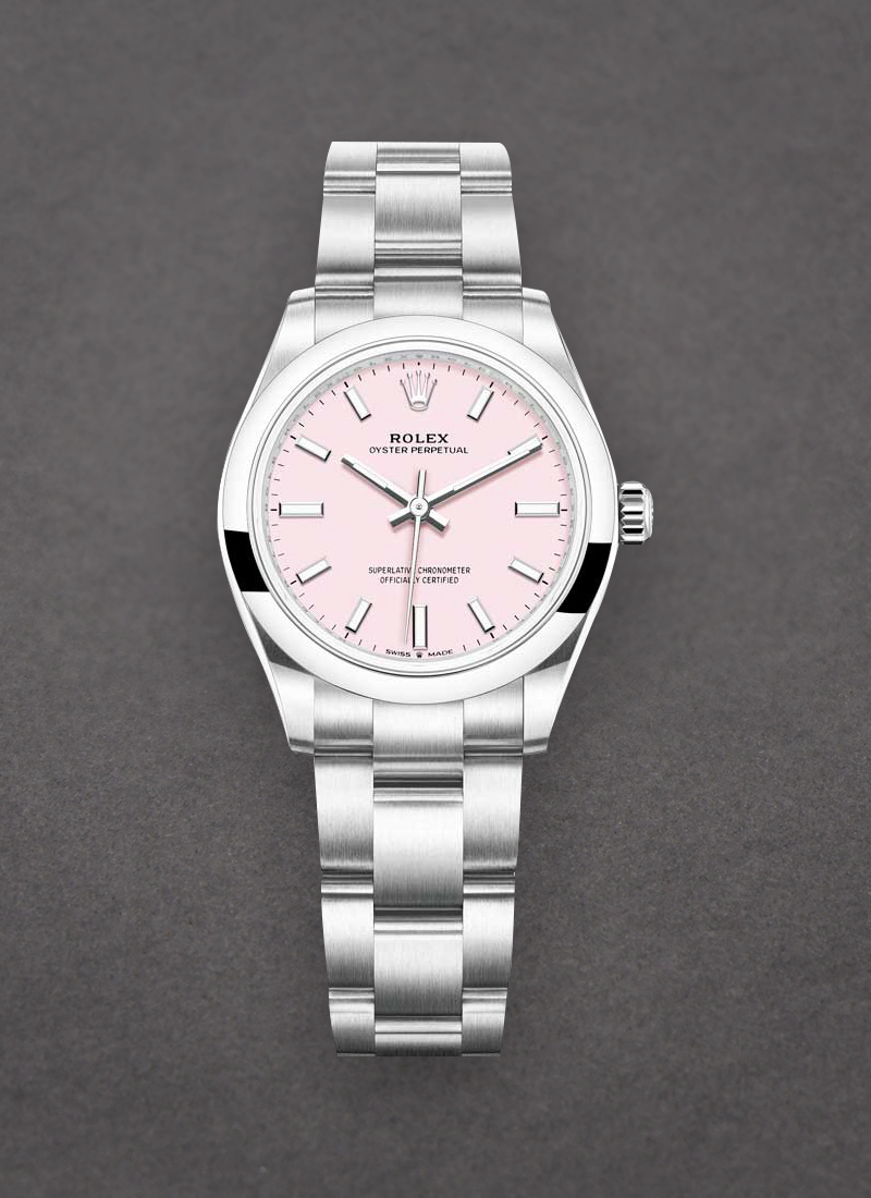 Oyster Perpetual 31mm in Steel with Domed Bezel on Steel Oyster Bracelet with Candy Pink Dial 277200 0009